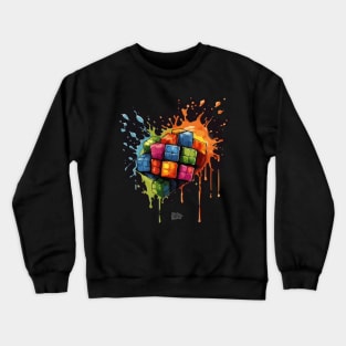 Rainbow Abstraction melted rubix cube Crewneck Sweatshirt